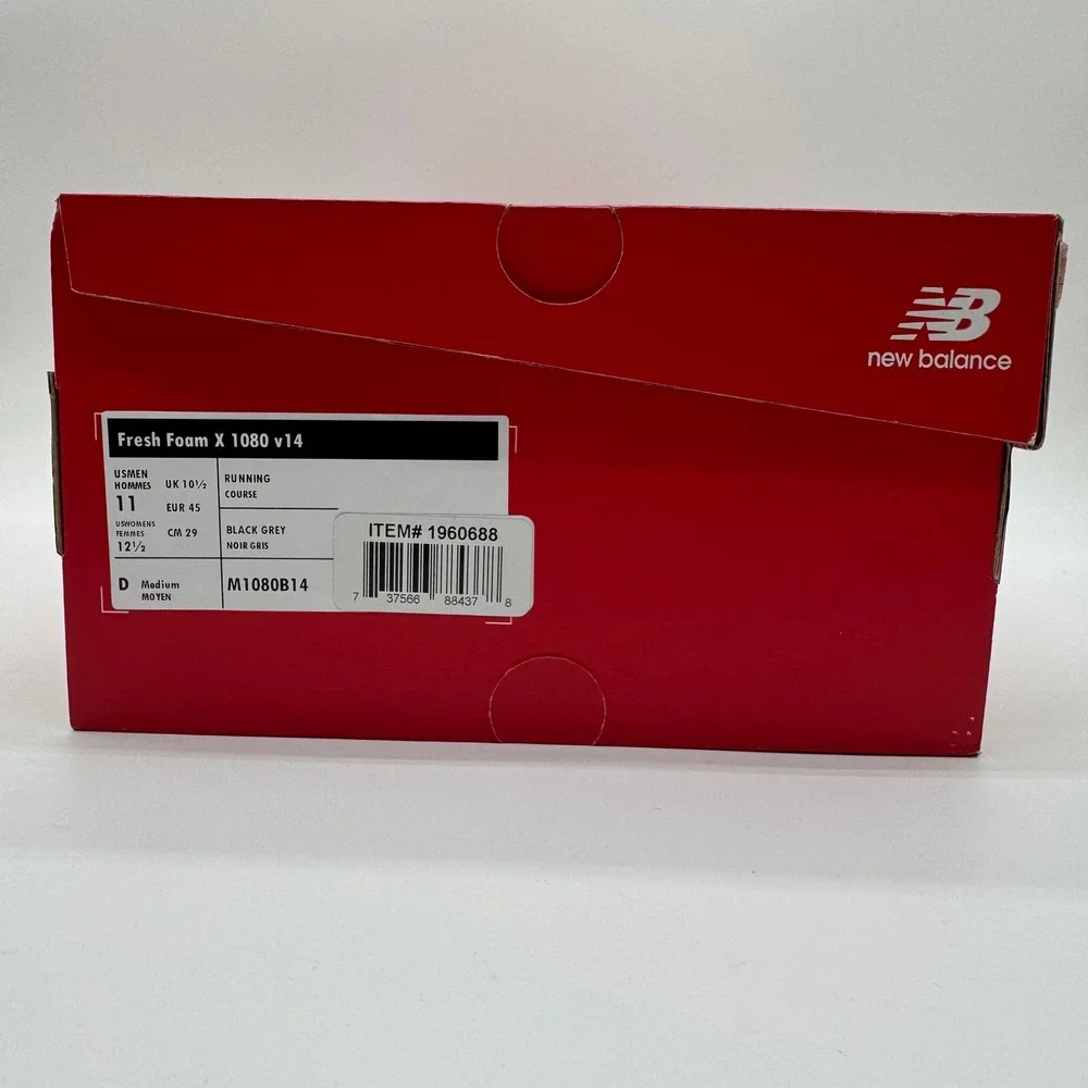 New Balance Fresh Foam X 1080v14 Black Grey Running Shoes Men's Size 11 D New